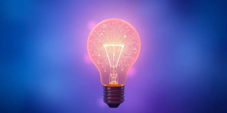 Lightbulb glowing with digital circuits.