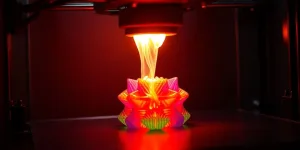 Advanced 3D printer creating intricate designs.