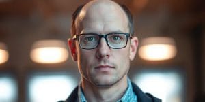 AI researcher in thoughtful contemplation.