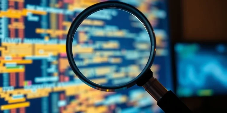 A magnifying glass over a computer screen displaying news.